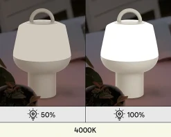 Lampe à poser LED extérieur beige mat rechargeable 2,5 W 250lm IP54 USB batterie intégrée, GoodHome Kisatchie