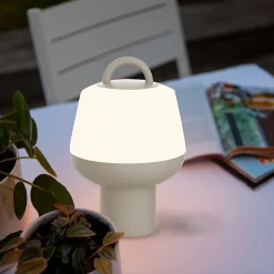 Lampe à poser LED extérieur beige mat rechargeable 2,5 W 250lm IP54 USB batterie intégrée, GoodHome Kisatchie