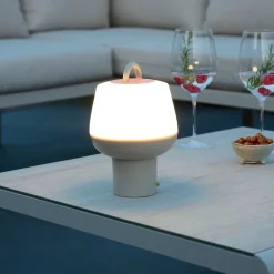 Lampe à poser LED extérieur beige mat rechargeable 2,5 W 250lm IP54 USB batterie intégrée, GoodHome Kisatchie