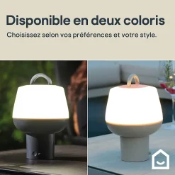 Lampe à poser LED extérieur beige mat rechargeable 2,5 W 250lm IP54 USB batterie intégrée, GoodHome Kisatchie