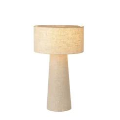 Lampe à poser Leeroy en lin beige taupe IP20 E27 240W Ø30 x H.50cm Lucide