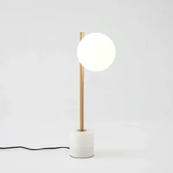 Lampe à poser marbre et verre blanc - Estrela
