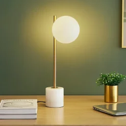 Lampe à poser marbre et verre blanc - Estrela