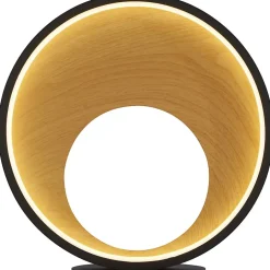 Lampe à poser metal Noir et interieur effet Bois Led 11w 1188 lumens 3000k Diam 30cm 3 niveaux av inter sensitif Curio LED