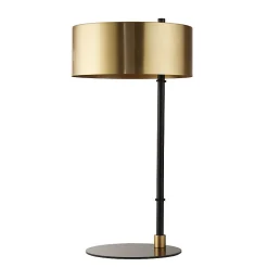 Lampe à poser metal Noir et abatjour dore E27 max 60W haut 49cm Diam 25cm KNOX