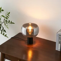 Lampe à poser moderne abat-jour verre fumé - Milan