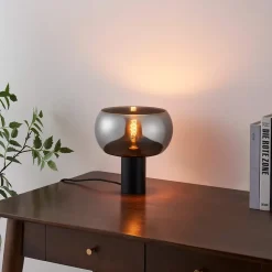 Lampe à poser moderne abat-jour verre fumé - Milan