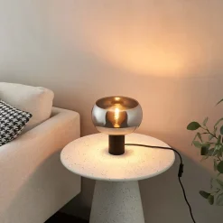 Lampe à poser moderne abat-jour verre fumé - Milan