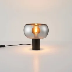 Lampe à poser moderne abat-jour verre fumé - Milan