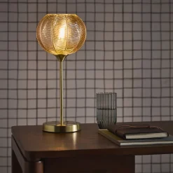 Lampe à poser métal et verre effet cristal Basile ambre D. 20cm