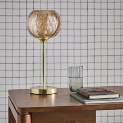 Lampe à poser métal et verre effet cristal Basile ambre D. 20cm