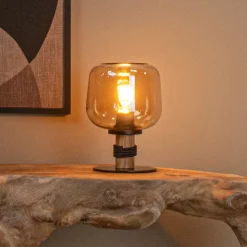 Lampe à poser métal noir et bois Ø18 x H.25 cm E27 40W Lucide