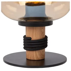 Lampe à poser métal noir et bois Ø18 x H.25 cm E27 40W Lucide