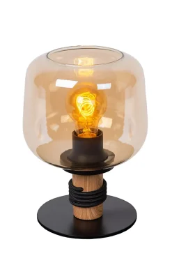 Lampe à poser métal noir et bois Ø18 x H.25 cm E27 40W Lucide