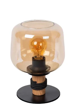 Lampe à poser métal noir et bois Ø18 x H.25 cm E27 40W Lucide