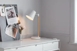 Lampe à poser Mulanje E14 IP20 blanc bois