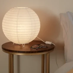 Lampe à poser papier Taynae E27 IP20 blanc