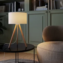 Lampe à poser Petronia en bambou E14 5W ⌀33 x H.55cm GoodHome