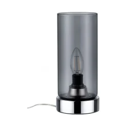 Lampe à poser Pinja max.1x20W E14 Chr/verre fumé br 230V métal/verre