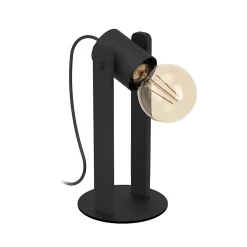 Lampe à poser Plimsoll 40W IP20 acier et bois Eglo L.10,5 x H.25,5 cm