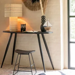 Lampe à poser pontillés en jonc de mer naturel (38x38x60 cm - Naturel)