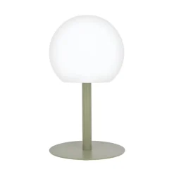 Lampe à poser POP - boule kaki rechargeable en métal LED IP44, 400 lumens, CCT et dimmable, hauteur ajustable