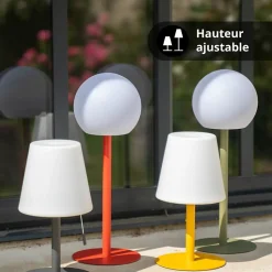 Lampe à poser POP - boule terracota rechargeable en métal LED IP44, 400 lumens, CCT et dimmable, hauteur ajustable