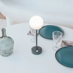 Lampe à poser portable, rechargeable Norai slim métal gris anthracite dimmable IP44 260lm 2W Newgarden