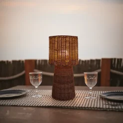 Lampe à poser rechargable en fibres tressées H.38 cm IP54 Newgarden Grace40