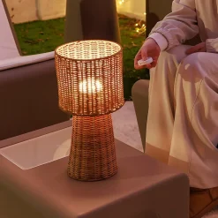 Lampe à poser rechargable en fibres tressées H.38 cm IP54 Newgarden Grace40