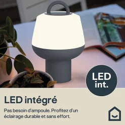 Lampe à poser rechargeable LED extérieure grise 2,5 W 250 lm USB IP54, GoodHome Kisatchie