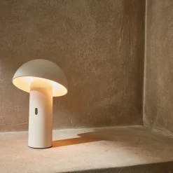 Lampe à poser sans fil nomade à tête orientable blanche H 28cm. intérieur / extérieur