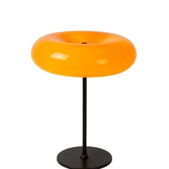 Lampe à poser Sentino pied métal noir, abat-jour en verre orange IP20 G9 3x5W Ø30 x H.37cm Lucide