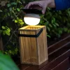 Lampe à poser solaire en bambou Okinawa rechargeable, dimmable IP54 H.31cm Newgarden