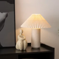 Lampe à poser Talya porcelaine beige H38cm - Atmosphera