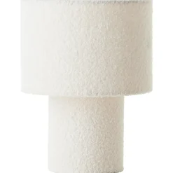 Lampe à poser Teddy tissu bouclette blanc câble tissu noir IP20 E27 25W Ø23 x H.30cm Brilliant