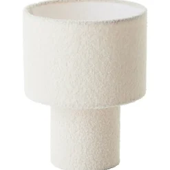 Lampe à poser Teddy tissu bouclette blanc câble tissu noir IP20 E27 25W Ø23 x H.30cm Brilliant