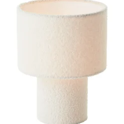 Lampe à poser Teddy tissu bouclette blanc câble tissu noir IP20 E27 25W Ø23 x H.30cm Brilliant
