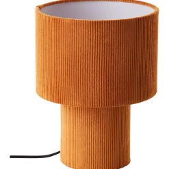 Lampe à poser Tony velours cotelé jaune moutarde câble tissu noir IP20 E27 25W Ø23 x H.30cm Brilliant