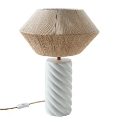 Lampe à poser Twist Maison Paloma – avec pied céramique vert pâle et abat-jour tissé