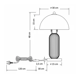 Lampe à poser vintage avec coupole en verre orientable - Adaline