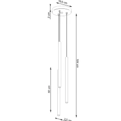 Lampe à suspension en acier 3 ampoules 3000K - 19.5x19.5x104cm Sollux