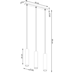 Lampe à suspension en acier 3 ampoules 4000K - 45x6x98cm Sollux