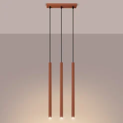Lampe à suspension en acier 3 ampoules 3000K - 30x5x94cm Sollux