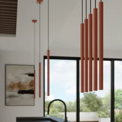 Lampe à suspension en acier 3 ampoules 3000K - 30x5x94cm Sollux