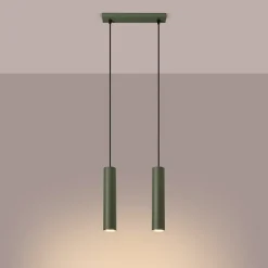 Lampe à suspension en acier 2 ampoules 3000K - 30x6x105cm Sollux