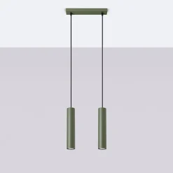 Lampe à suspension en acier 2 ampoules 3000K - 30x6x105cm Sollux