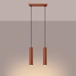 Lampe à suspension en acier 2 lampes 30x6x105cm Sollux