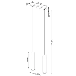 Lampe à suspension en acier 2 ampoules 3000K - 30x6x105cm Sollux