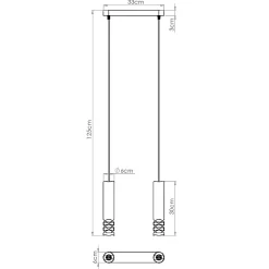 Lampe à suspension en acier 2 lampes 33x6x125cm Sollux